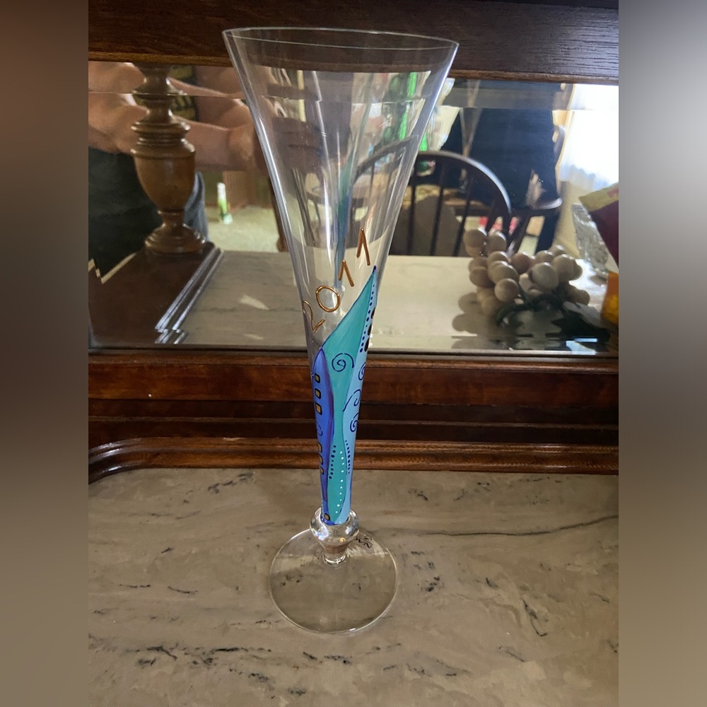 Nagel Hand Painted Champagne Flute 2011, 11” tall